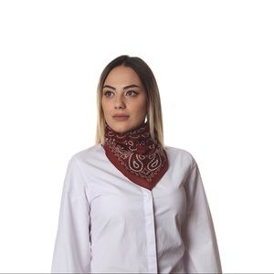 Red % 100 Cotton Oriental Print Scarf 20 x 20 in